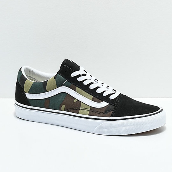 vans old skool woodland camo & black skate shoes